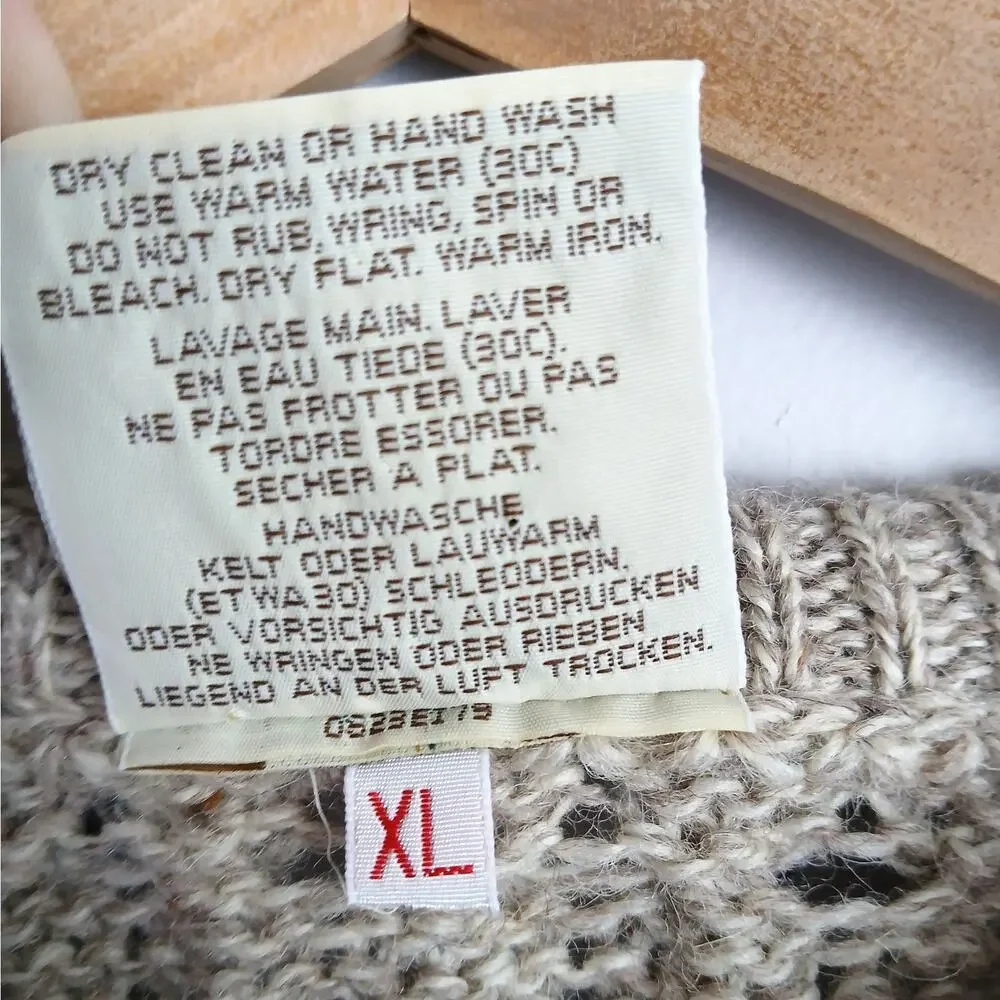 CONNEMARA KNITWEAR Men's SZ XL Irish Pure Wool Fisherman Sweater Oatmeal